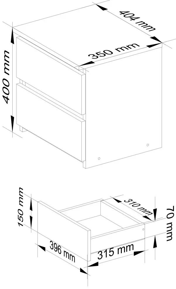 Noptiera Akord CL2 40cm 2SZ (Artisan Oak)