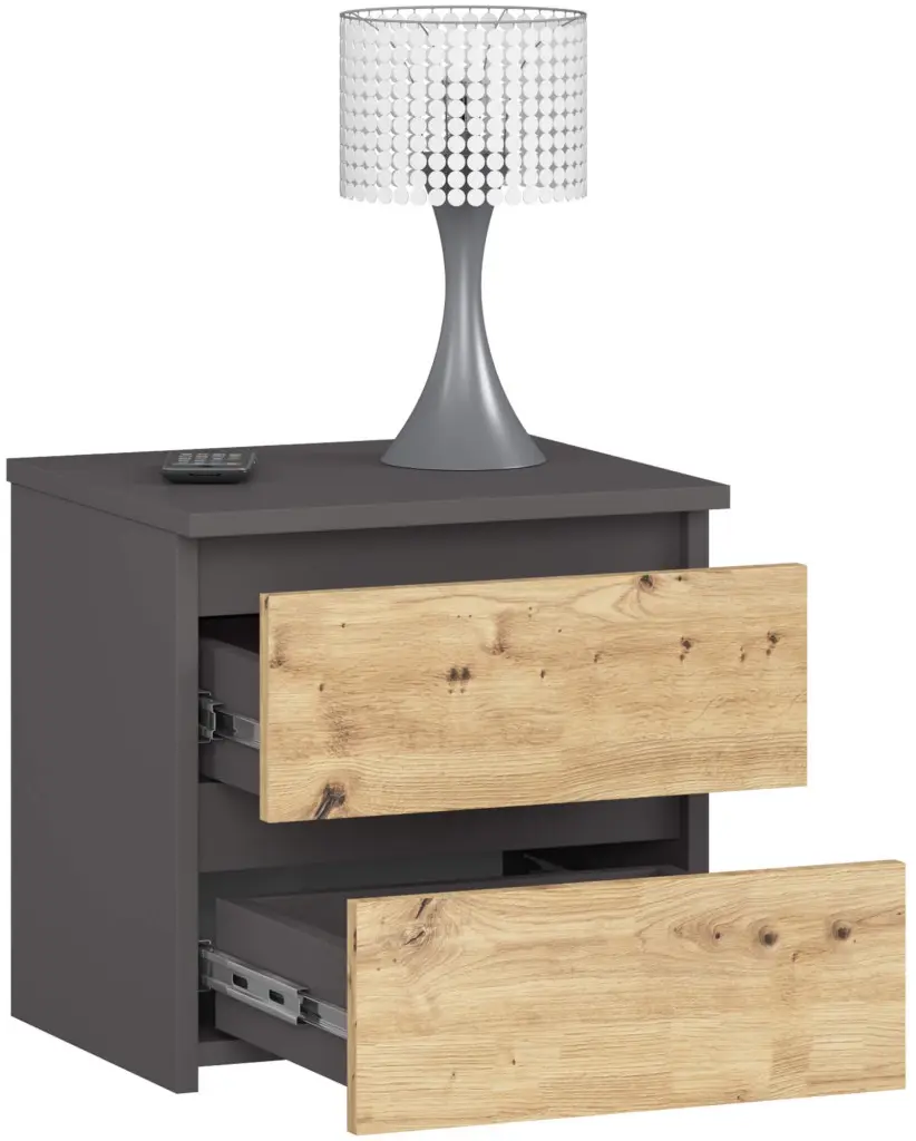 Noptiera Akord CL2 40cm 2SZ (Graphite Grey/Artisan Oak)
