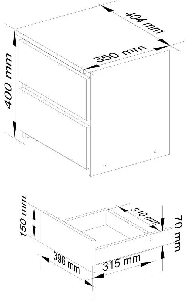 Noptiera Akord CL2 40cm 2SZ (Sonoma Oak)