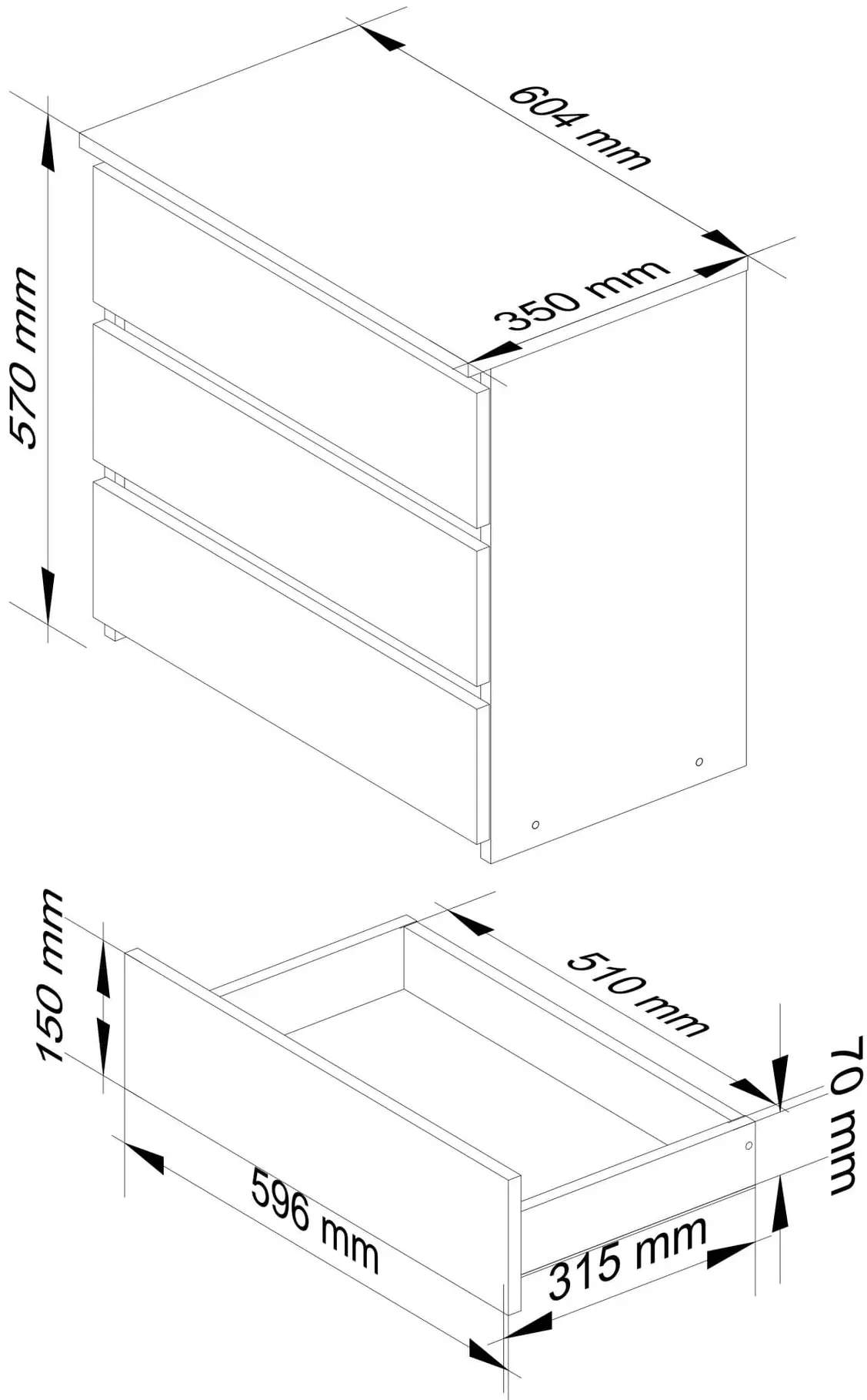 Тумба прикроватная Akord CL3 3SZ CLP PK (Wenge) - 6