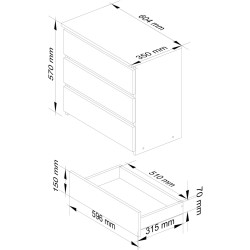 Noptiera Akord CL3 60cm (White/Metallic Gloss) Thumb