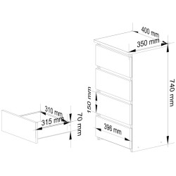 Тумба прикроватная Akord CL4 4SZ (White/Graphite Gray) Thumb