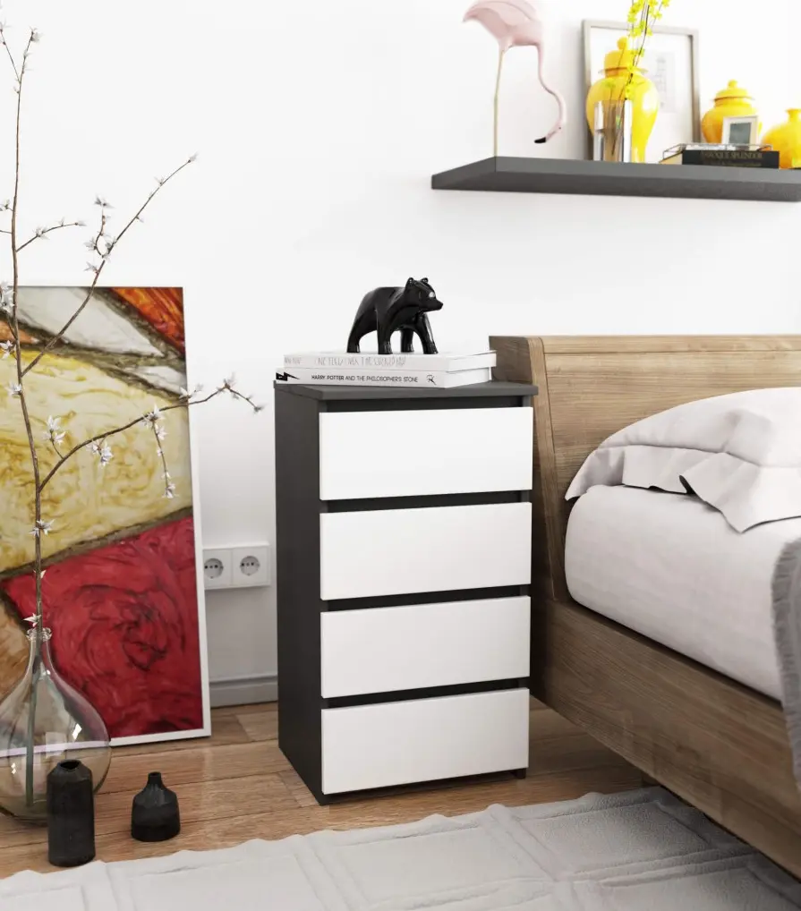 Тумба прикроватная Akord CL4 4SZ (White/Graphite Gray)