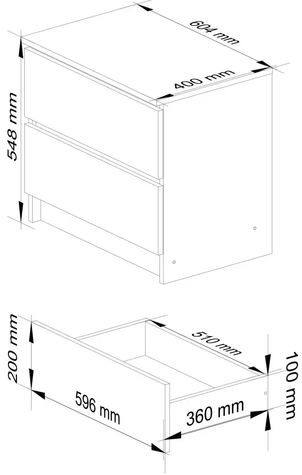 Noptiera Akord K60 2SZ (White/Sonoma Oak)