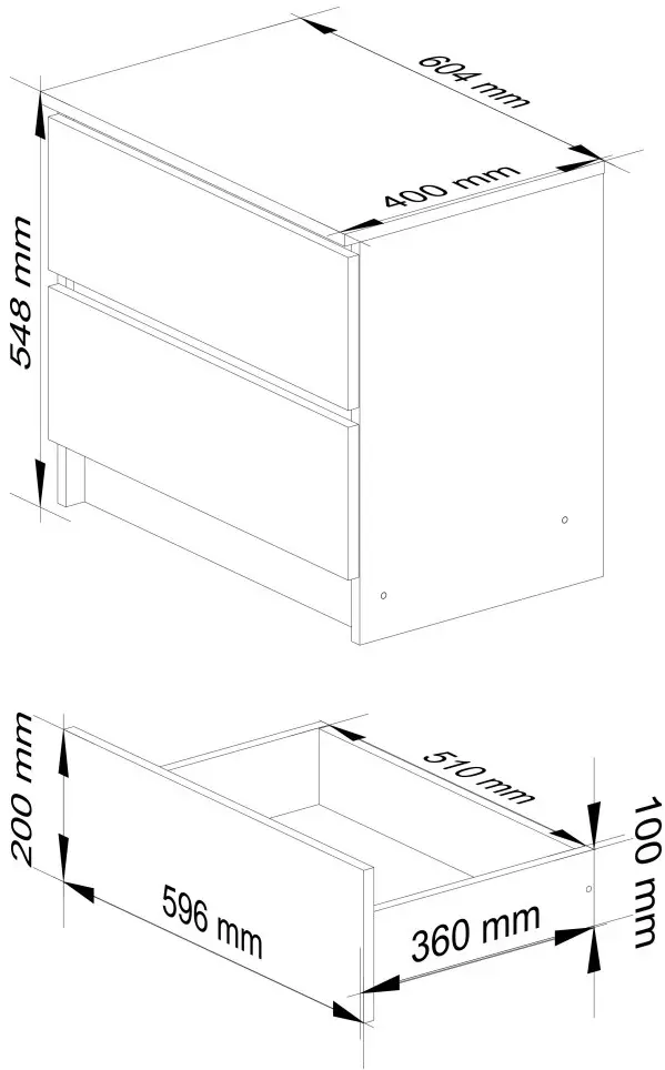 Тумба прикроватная Akord K60 2SZ (White)