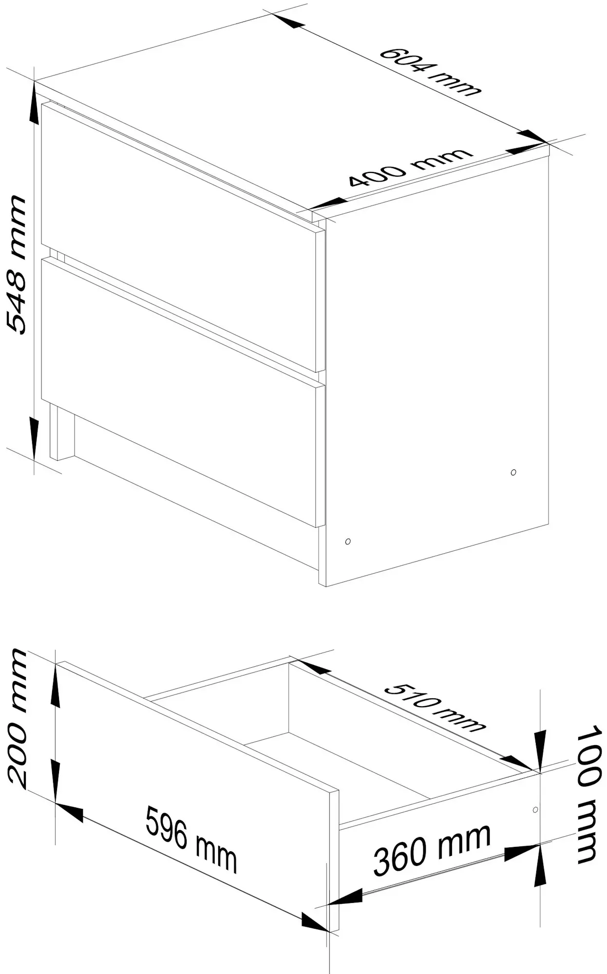 Noptiera Akord K60 2SZ (White/Black Gloss)