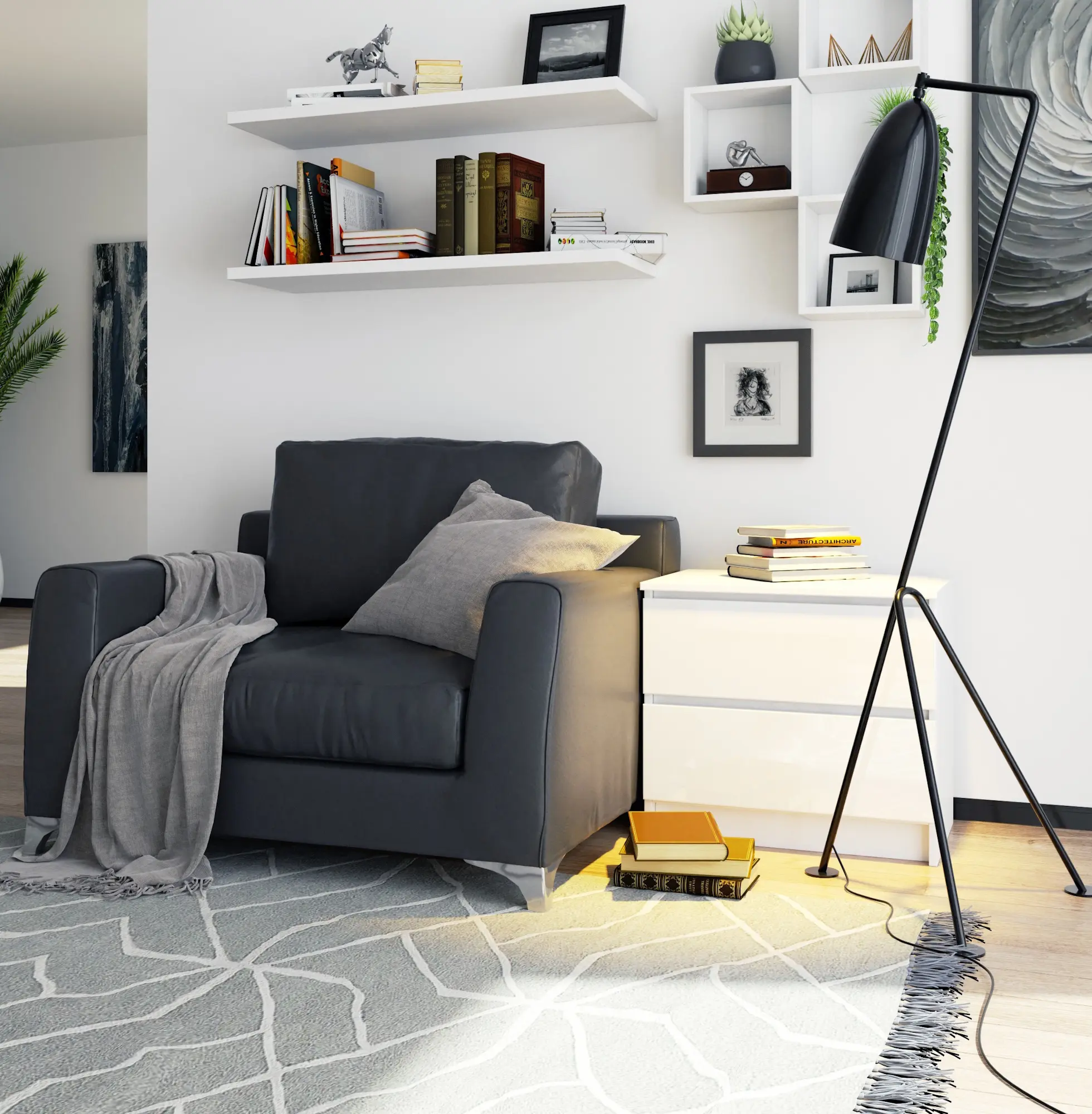 Тумба прикроватная Akord K60 2SZ (White/Glossy White)