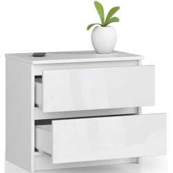 Тумба прикроватная Akord K60 2SZ (White/Glossy White) Thumb