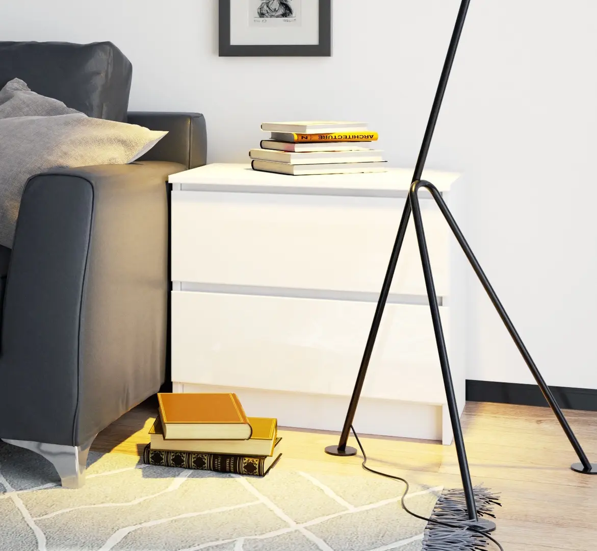 Тумба прикроватная Akord K60 2SZ (White/Glossy White)