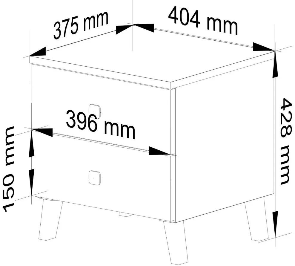 Noptiera Akord Mobi 40cm 2SZ (Cashmere/Gold)