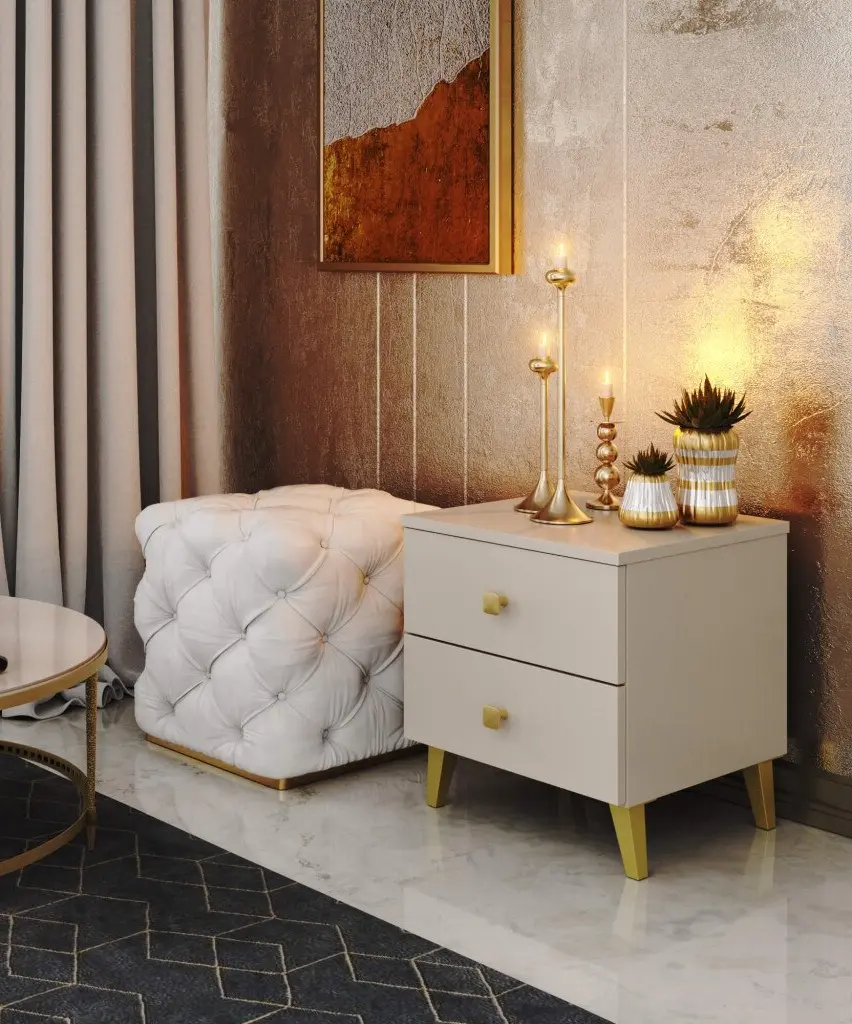 Noptiera Akord Mobi 40cm 2SZ (Cashmere/Gold)