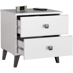 Noptiera Akord Mobi 40cm 2SZ (White/Black) Thumb