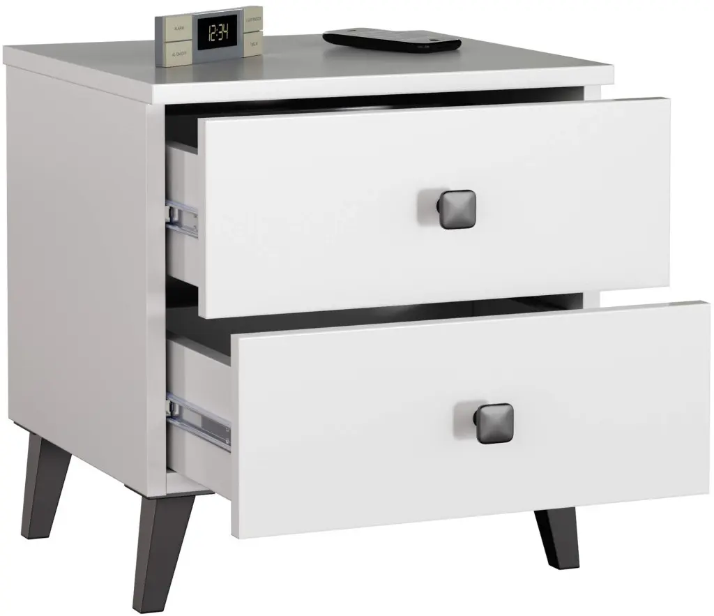 Noptiera Akord Mobi 40cm 2SZ (White/Black)