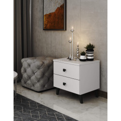 Noptiera Akord Mobi 40cm 2SZ (White/Black)