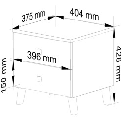 Noptiera Akord Mobi 40cm 2SZ (White/Black) Thumb