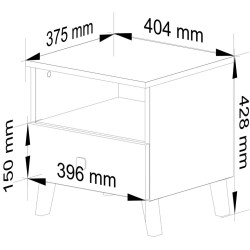 Noptiera Akord Mobi K-01 40cm 1SZ (White/Black) Thumb