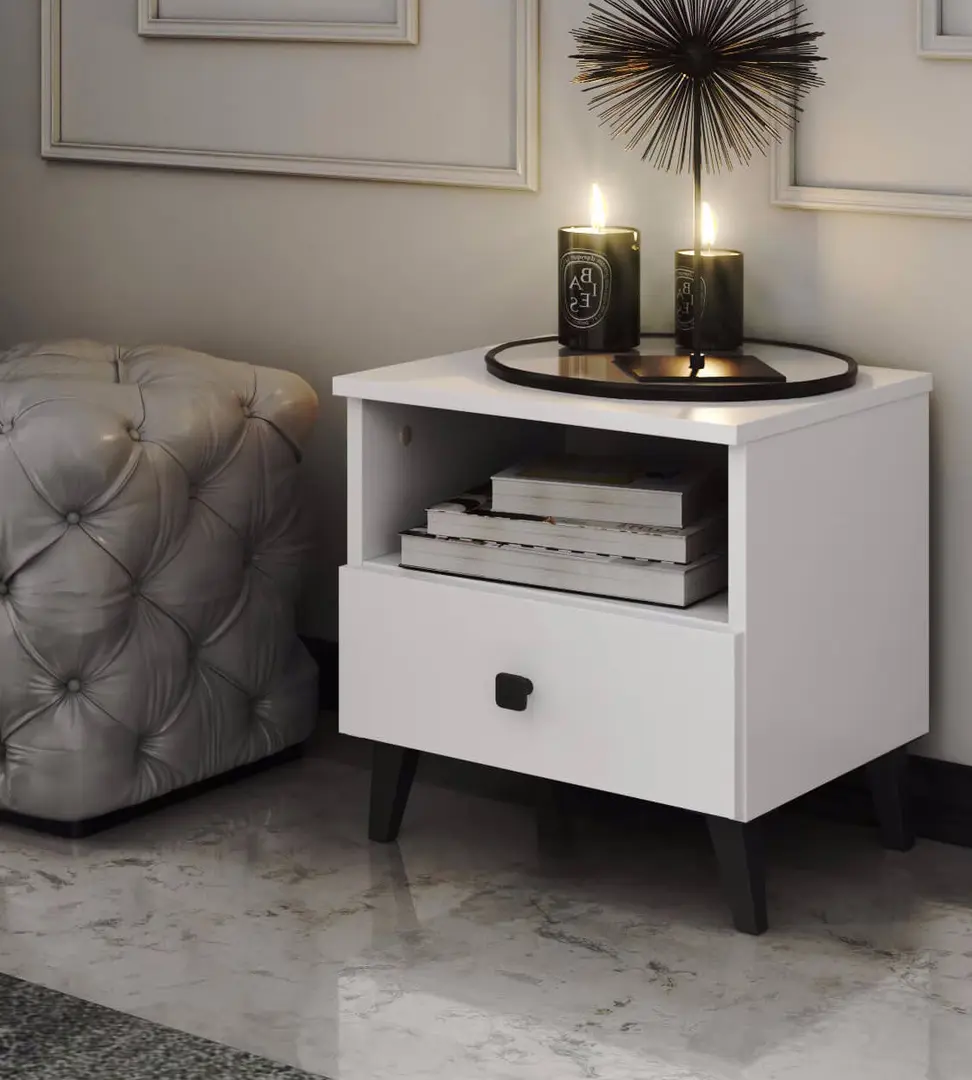 Noptiera Akord Mobi K-01 40cm 1SZ (White/Black)