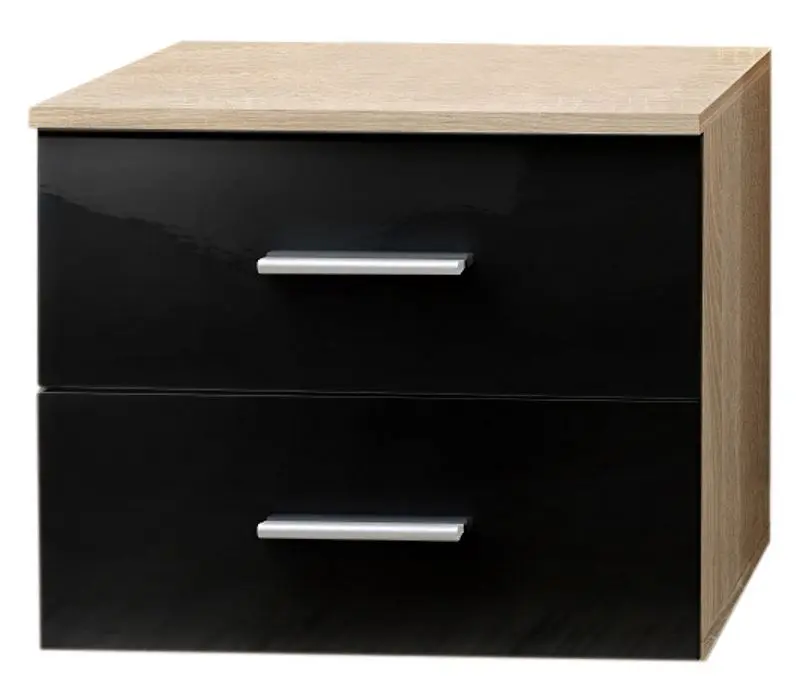 Тумба прикроватная ASM Vicky DSSS VYN (Black Gloss/Sonoma Oak)