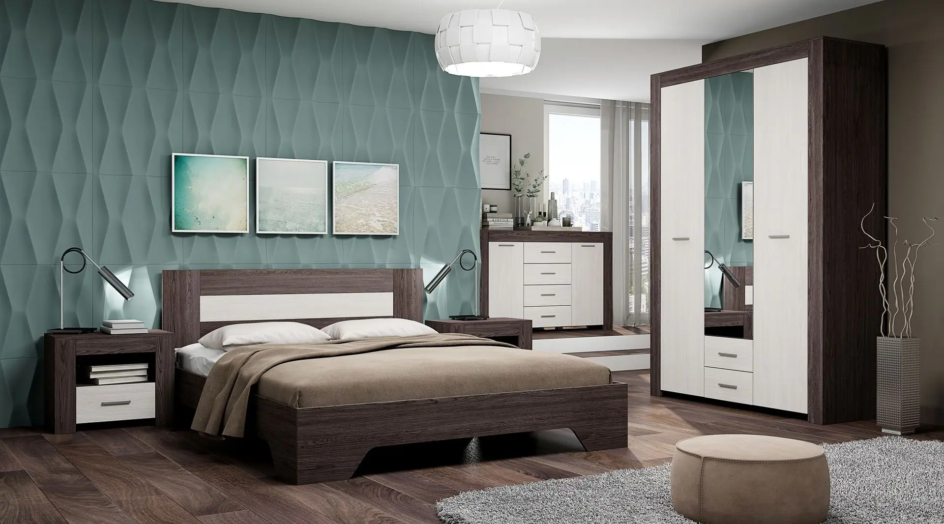 Noptiera Астрид-Мебель Kvadro 2 (Ash Anchor Dark/Ash Anchor White)