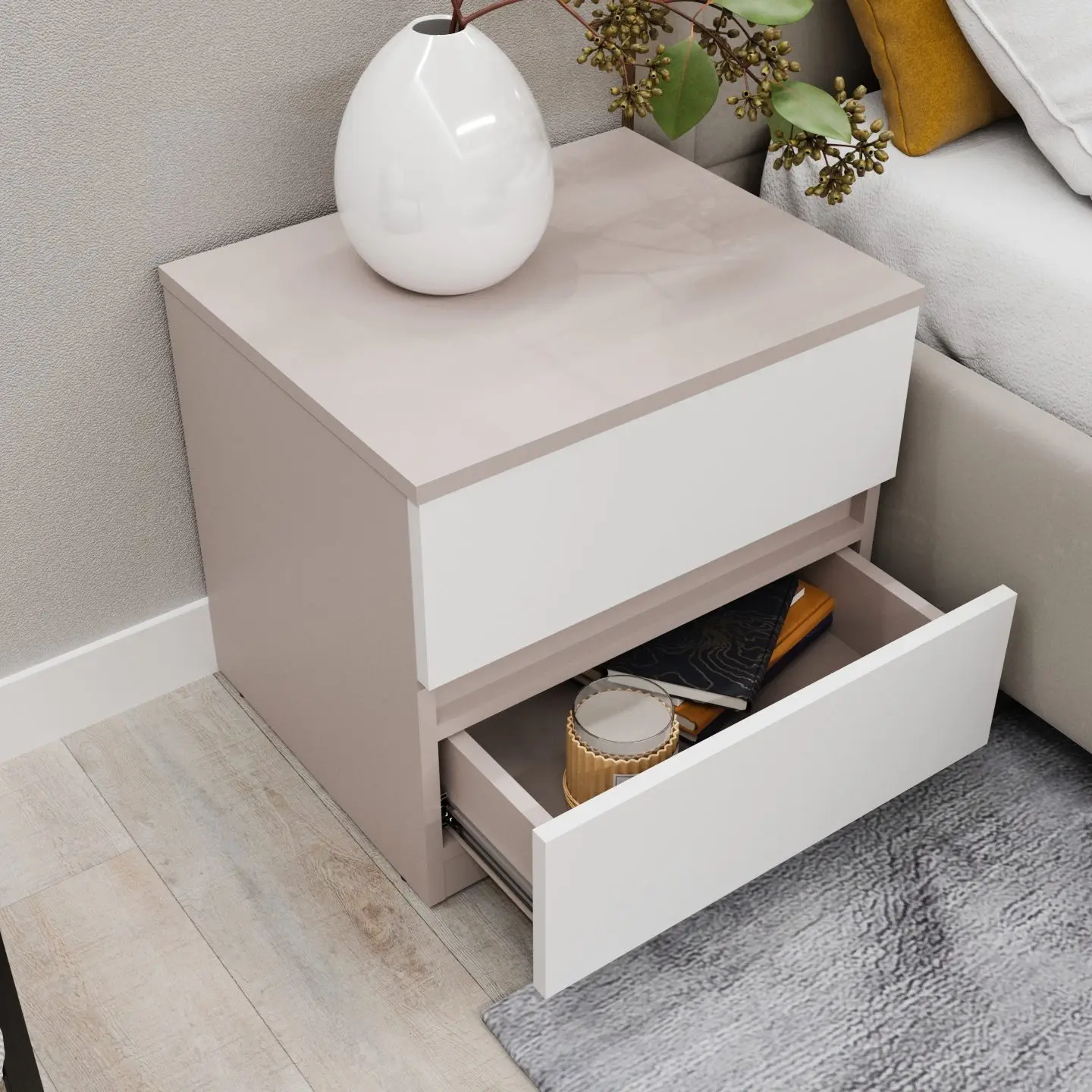 Noptiera Bayro Harmony 55x50x45 (Stone Grey/White) - 2
