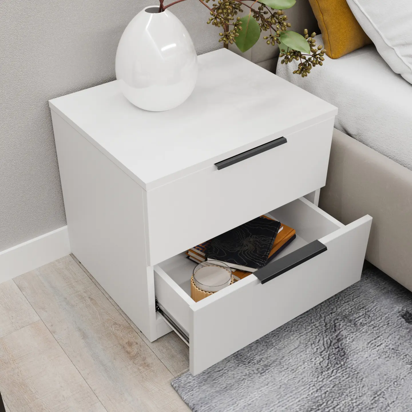 Тумба прикроватная Bayro Murano 550x500x450 (White Matte)