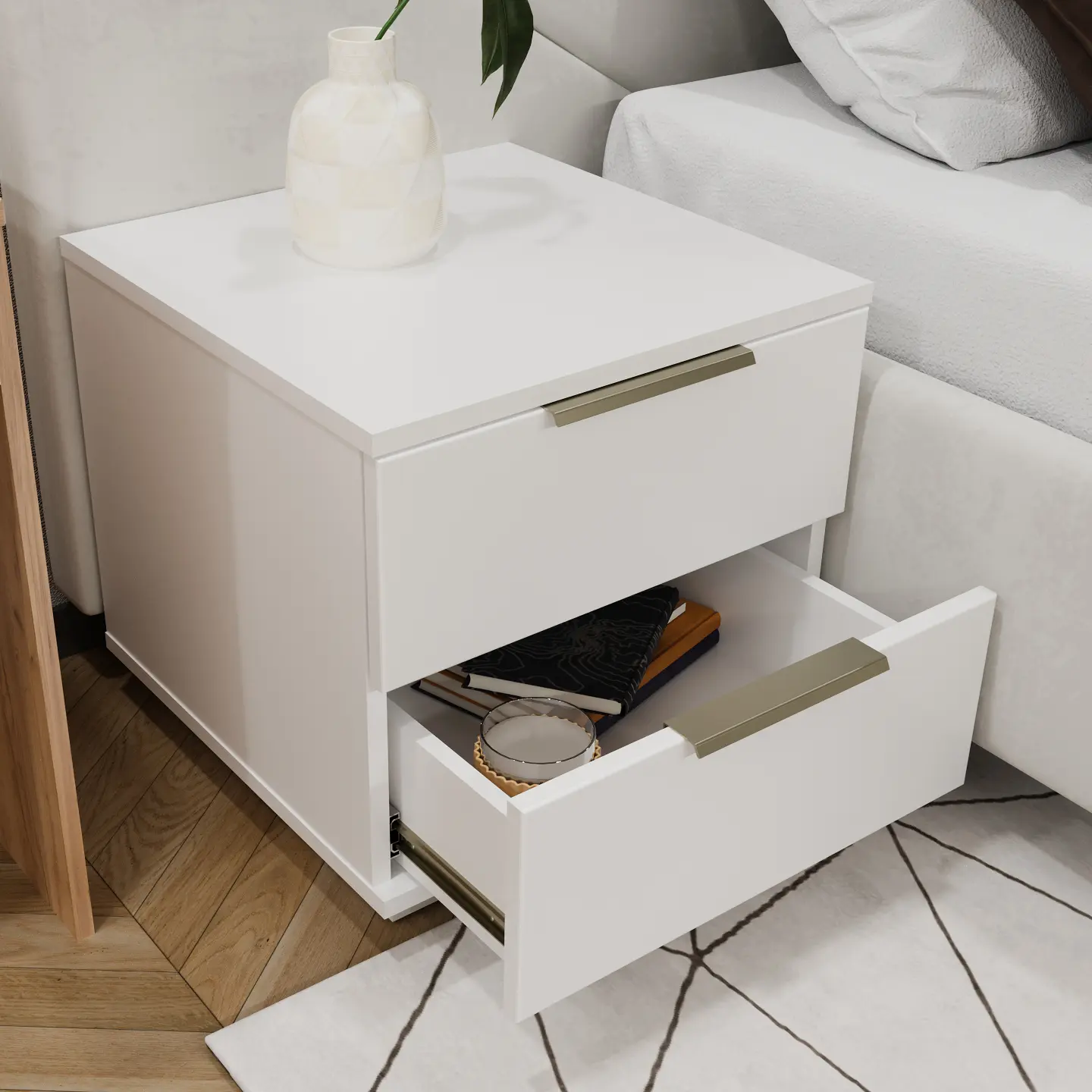 Noptiera Bayro Napoli 500x500x500 (White Matte)