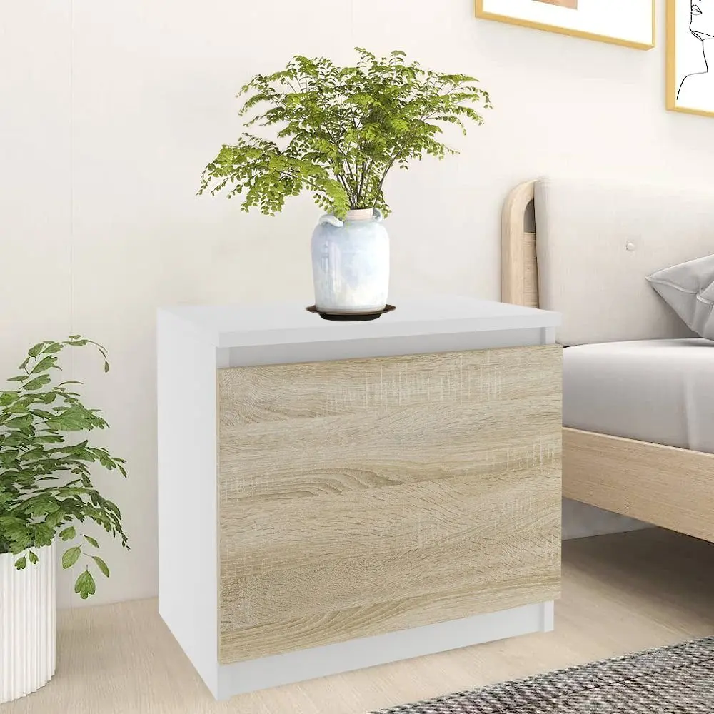 Тумба прикроватная Belini SI SN1/0/W/DS/0/0 (White/Sonoma Oak)