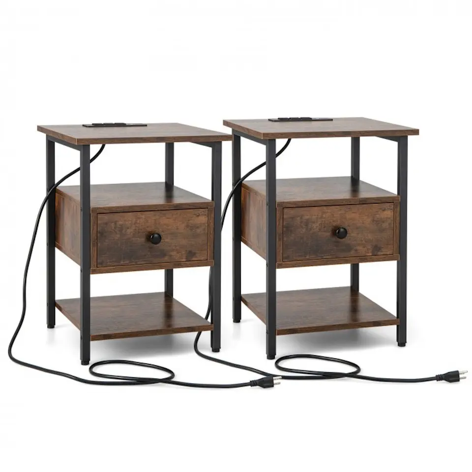 Set noptiere Costway HU10485CF-2 (Rustic Brown)