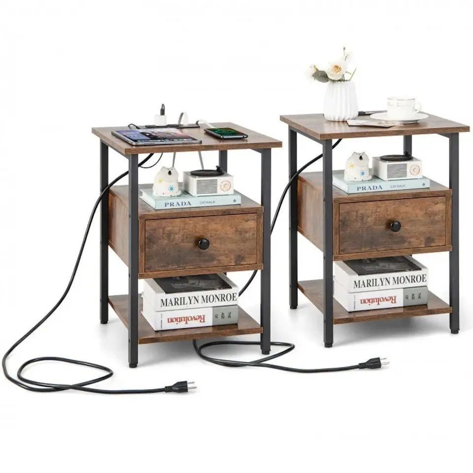 Set noptiere Costway HU10485CF-2 (Rustic Brown)