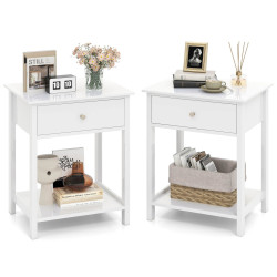 Комплект прикроватных тумб Costway JV12589WH-2 (White) Thumb