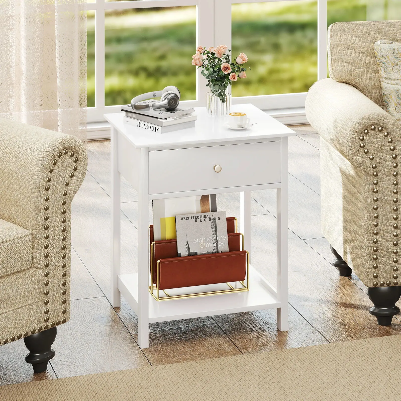 Комплект прикроватных тумб Costway JV12589WH-2 (White) - 5