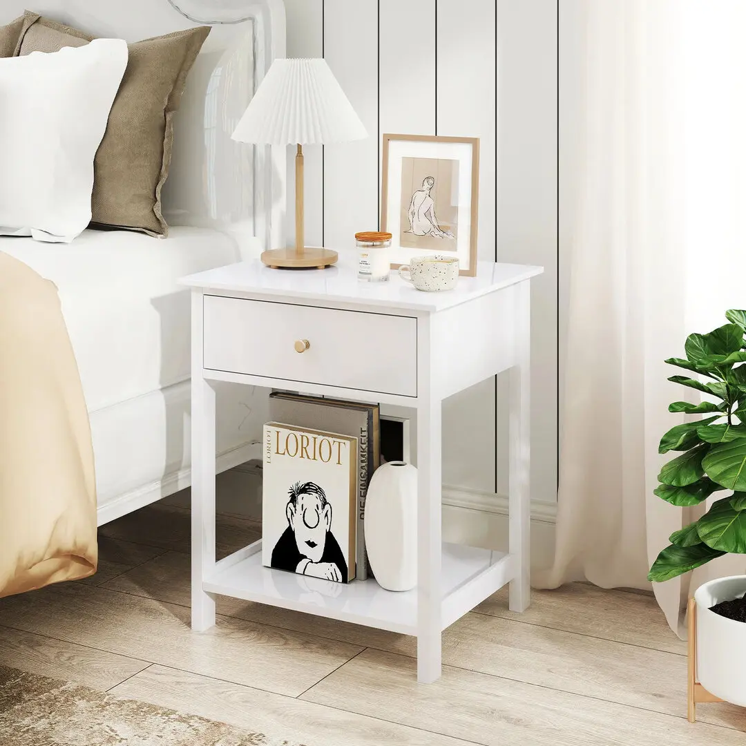 Комплект прикроватных тумб Costway JV12589WH-2 (White)