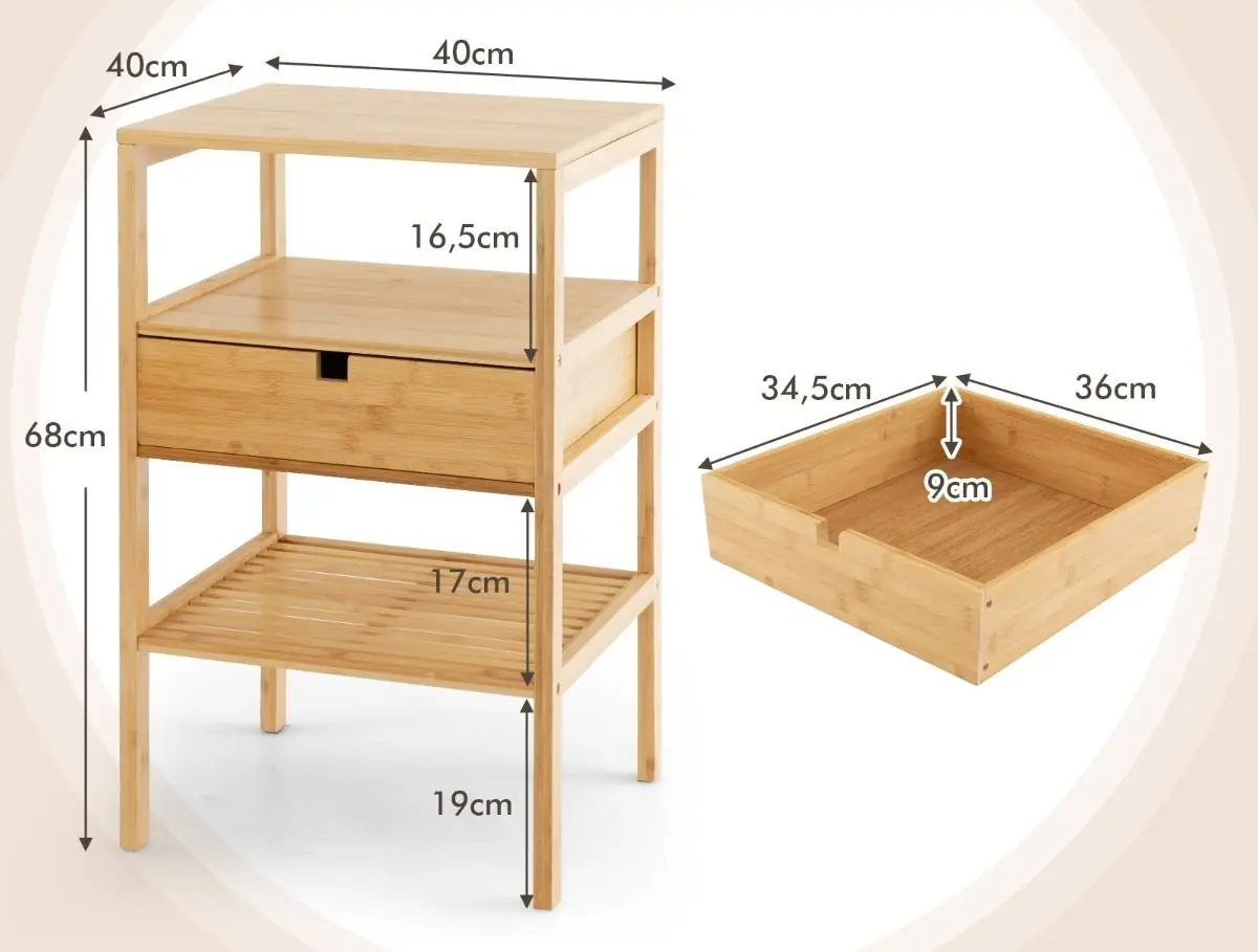 Set noptiere Costway HU10209NA-2 (Natural)