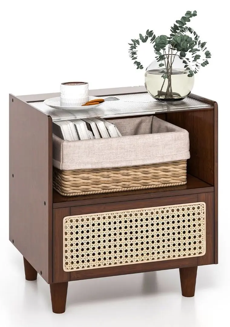 Комплект прикроватных тумбочек Costway HU10554BN-2 (Brown) - 3