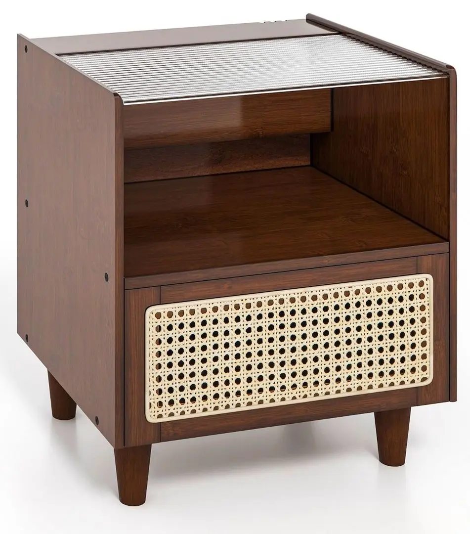 Комплект прикроватных тумбочек Costway HU10554BN-2 (Brown) - 4