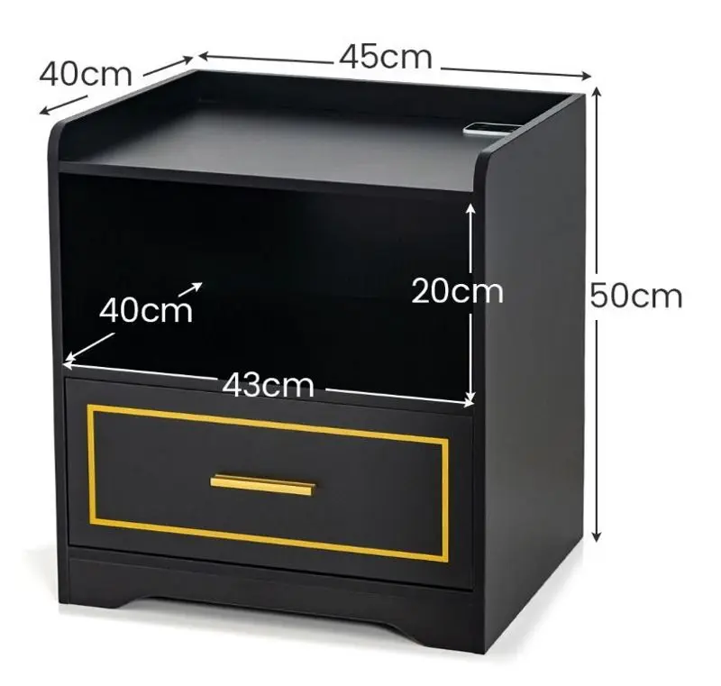 Комплект прикроватных тумбочек Costway HU10563DE-BK-2 (Black) - 4