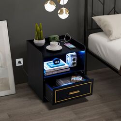 Комплект прикроватных тумбочек Costway HU10563DE-BK-2 (Black) Thumb