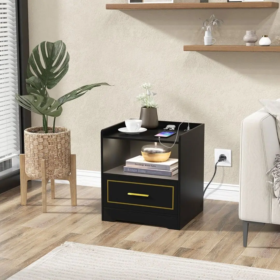 Комплект прикроватных тумбочек Costway HU10563DE-BK-2 (Black) - 7