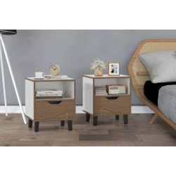 Set noptiere Costway HU10758WH-2 (White/Artisan Oak)