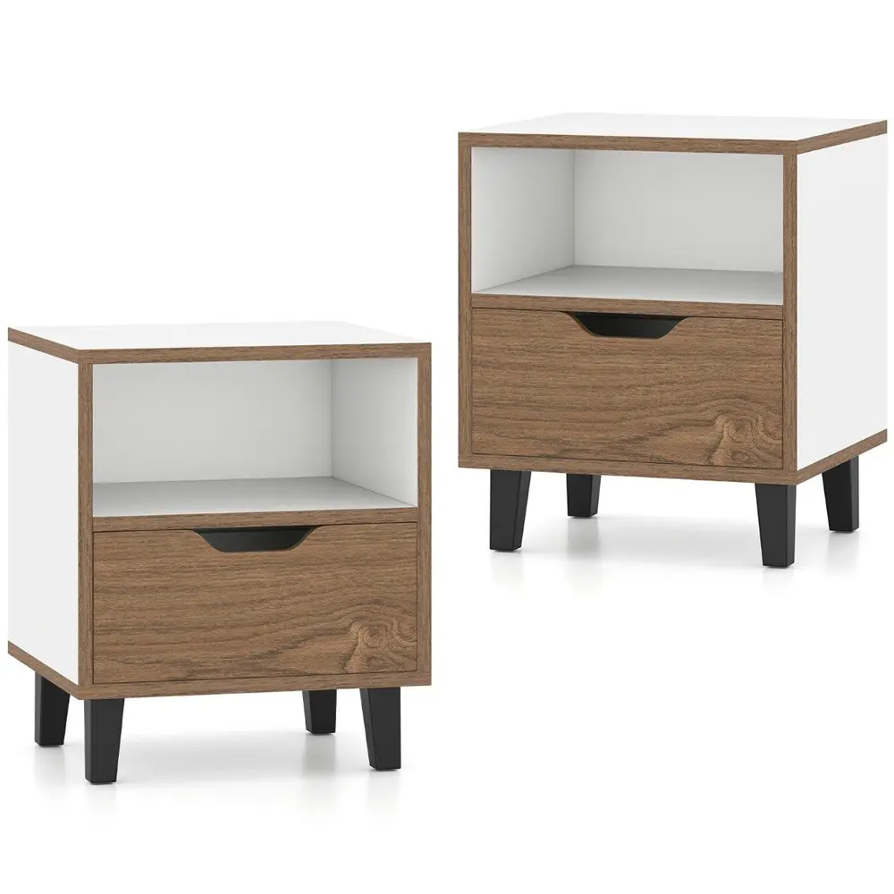 Set noptiere Costway HU10758WH-2 (White/Artisan Oak)
