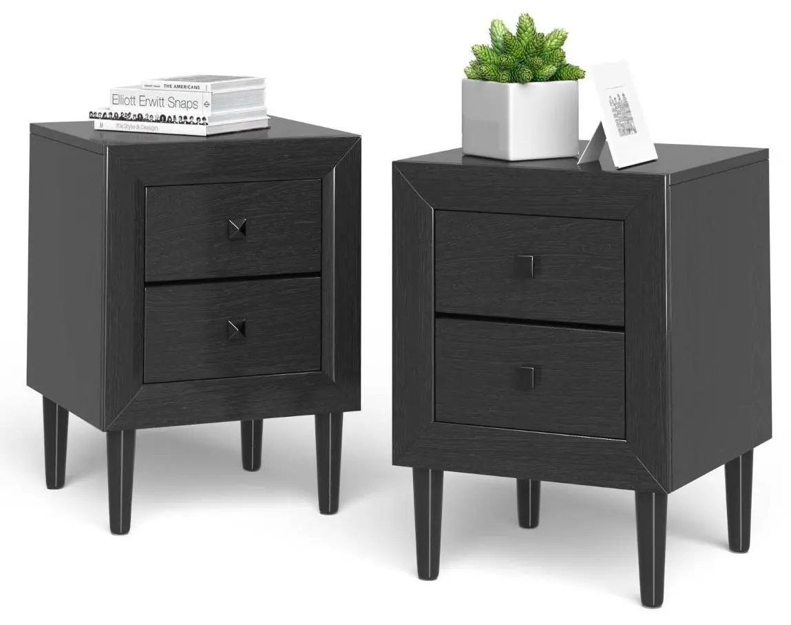 Комплект прикроватных тумбочек Costway HW61187BK-2 (Black)