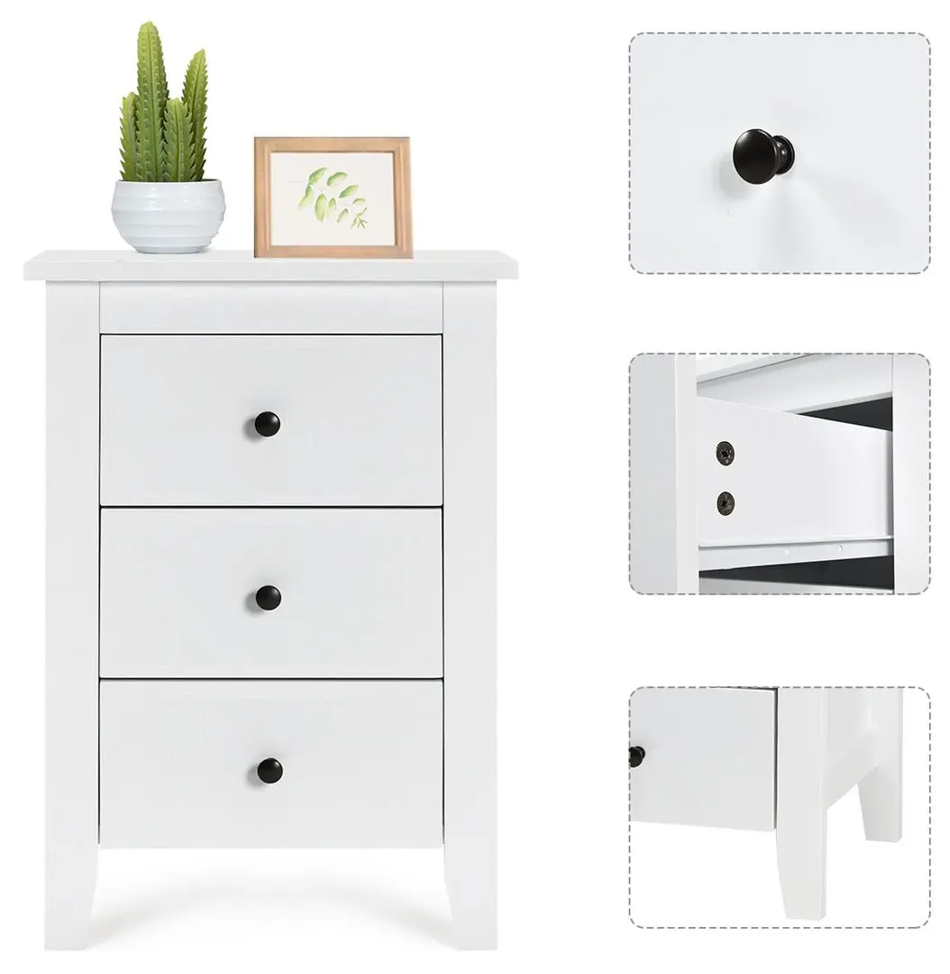 Set noptiere Costway HW61313WH-2 (White)