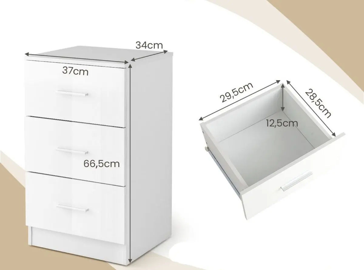 Set de noptiere Costway HW64165WH-2 (White)