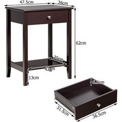 Set de noptiere Costway HW65744BN-2 (Brown) Thumb