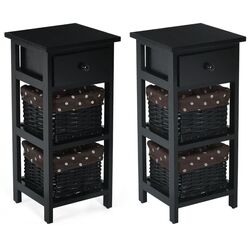 Комплект прикроватных тумбочек Costway HW65976BK-2 (Black) Thumb