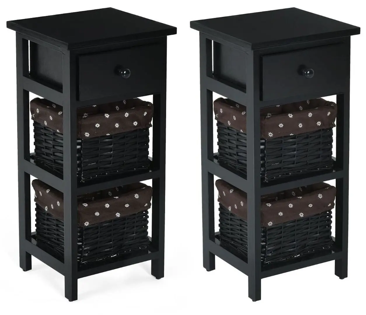 Комплект прикроватных тумбочек Costway HW65976BK-2 (Black)