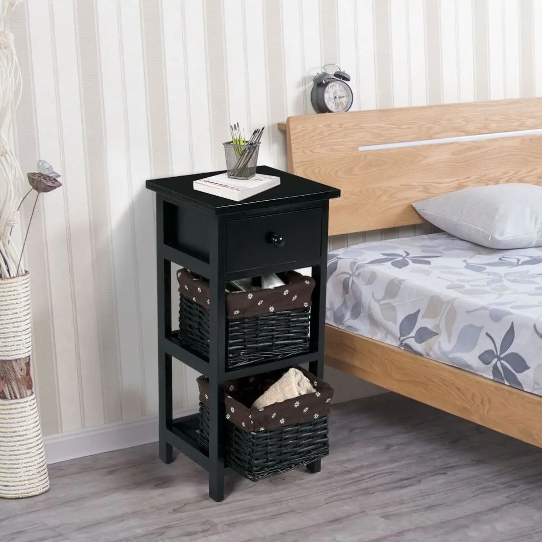 Комплект прикроватных тумбочек Costway HW65976BK-2 (Black)