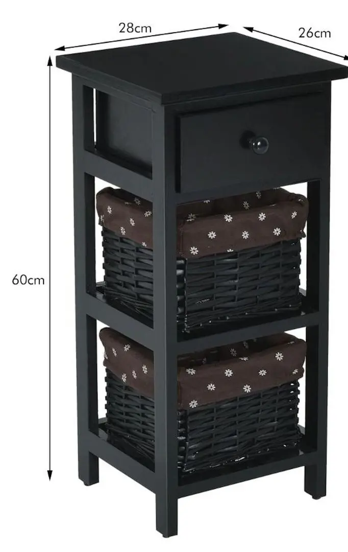 Комплект прикроватных тумбочек Costway HW65976BK-2 (Black)