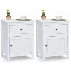 Комплект прикроватных тумбочек Costway HW66339WH-2 (White) Thumb