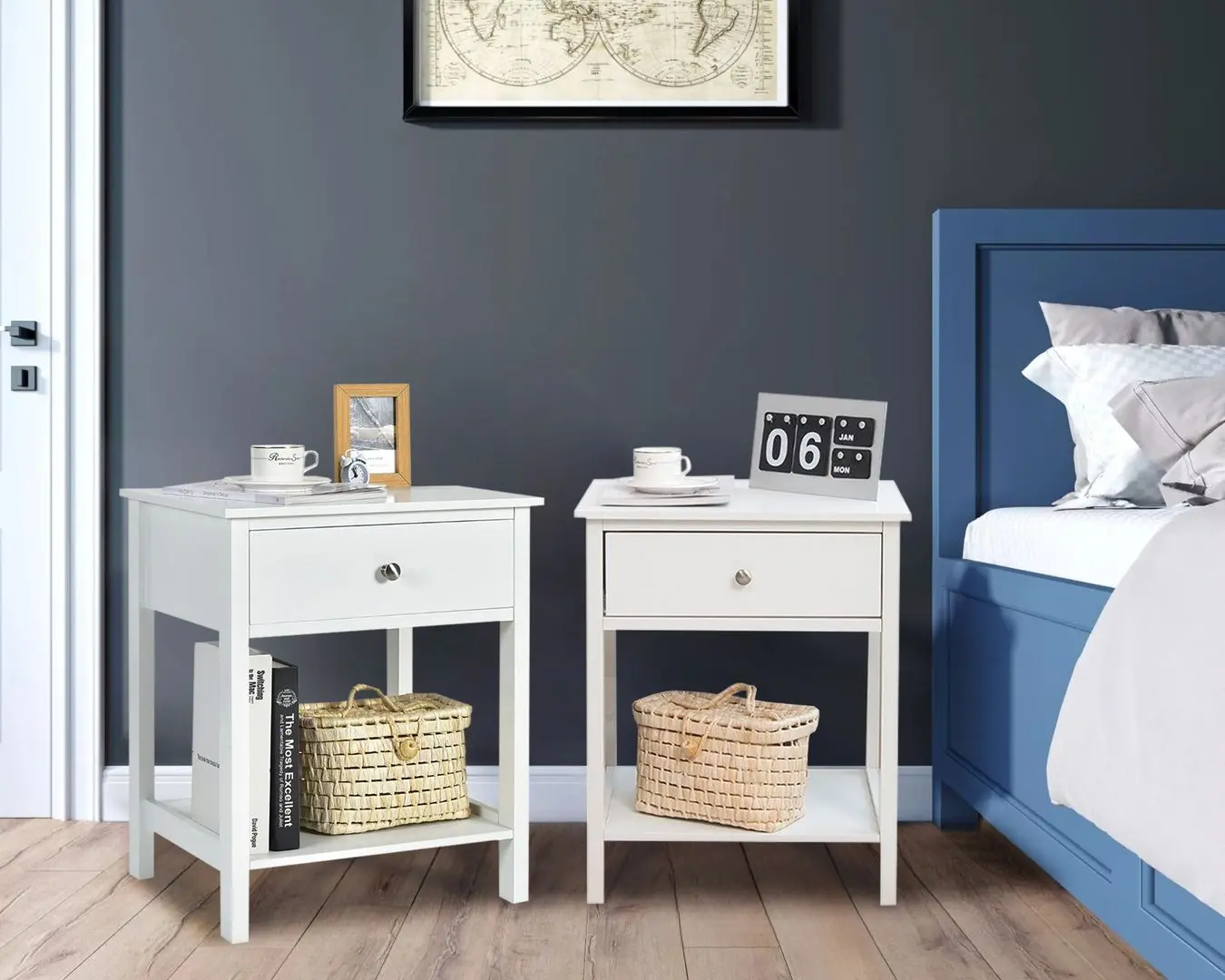 Set de noptiere Costway HW66943WH-2 (White)